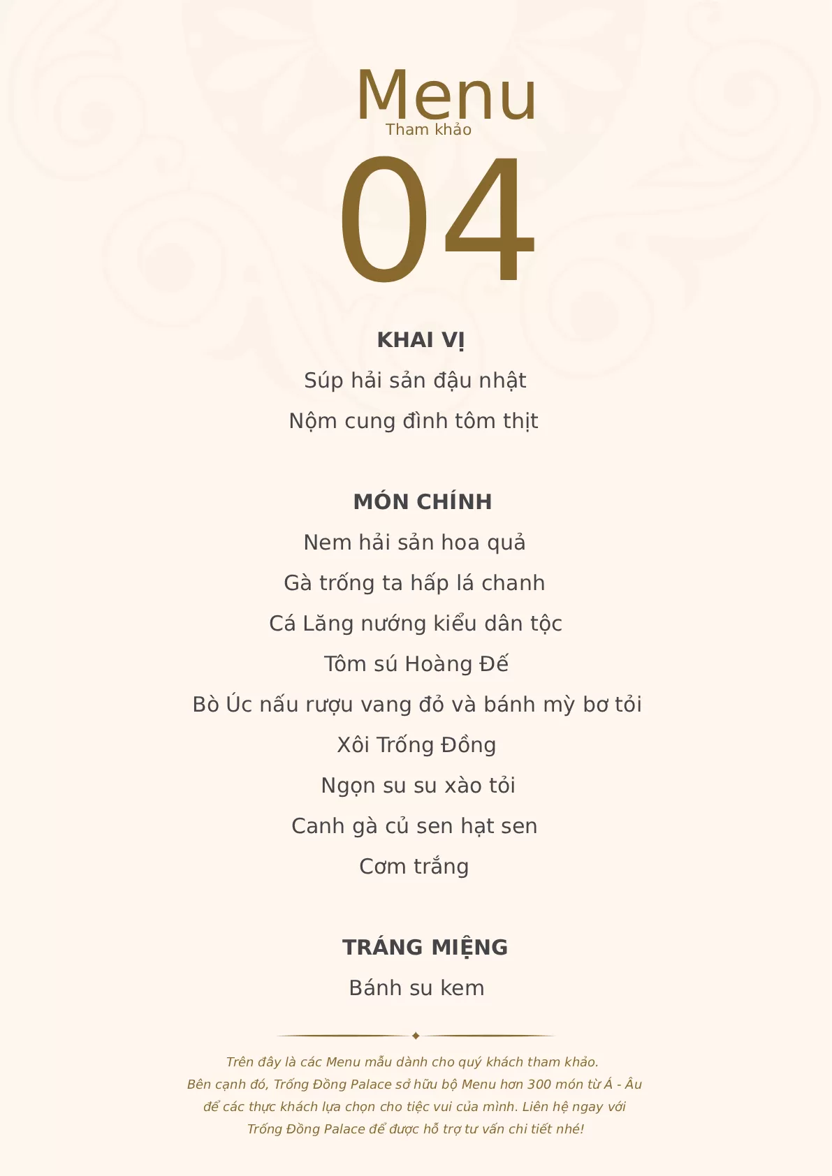 Menu bếp trưởng