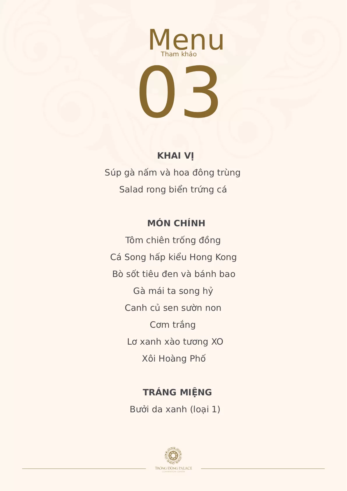 Menu tham khảo